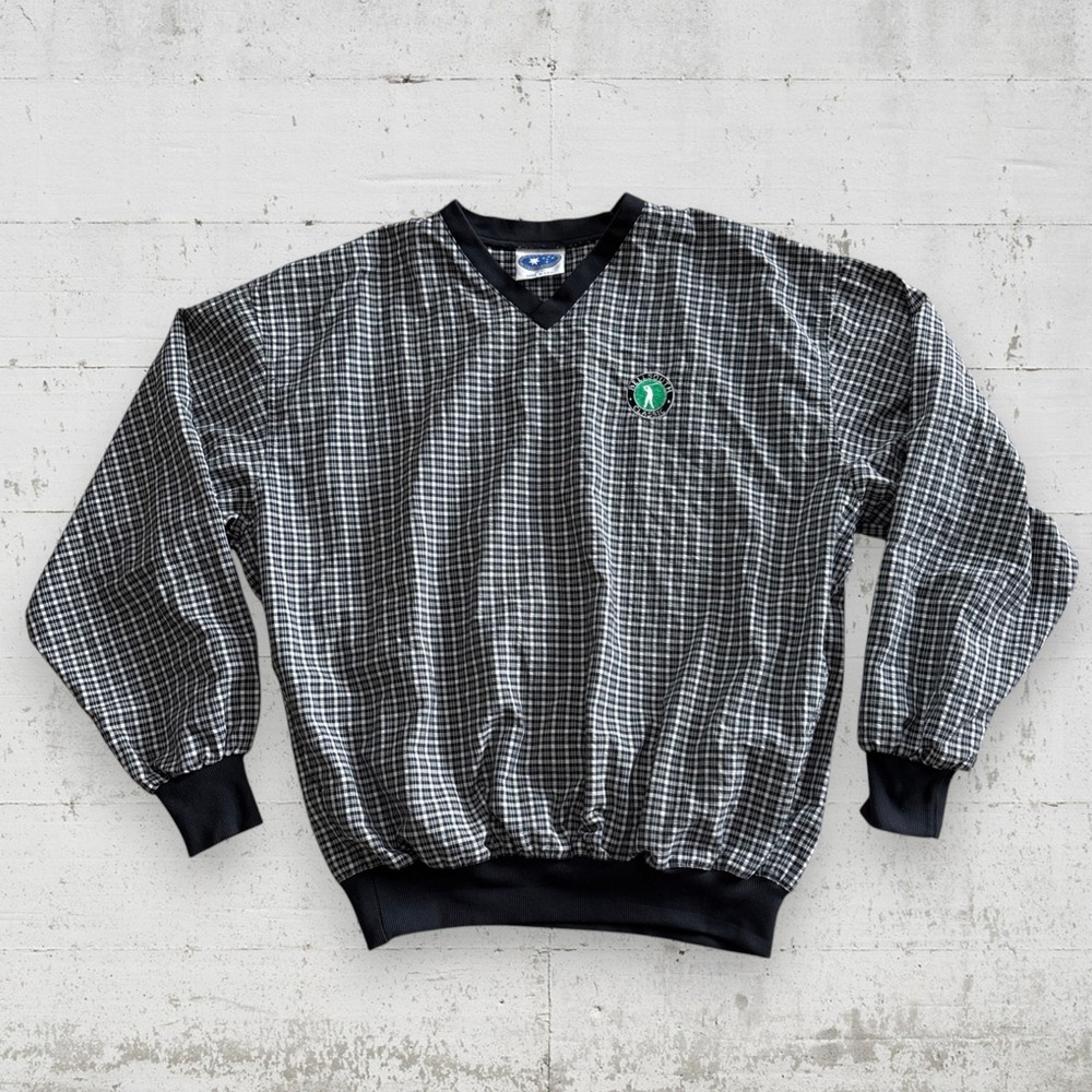 Vintage BellSouth Classic Starbus Weather Screen Pullover Plaid Men's L USA Golf